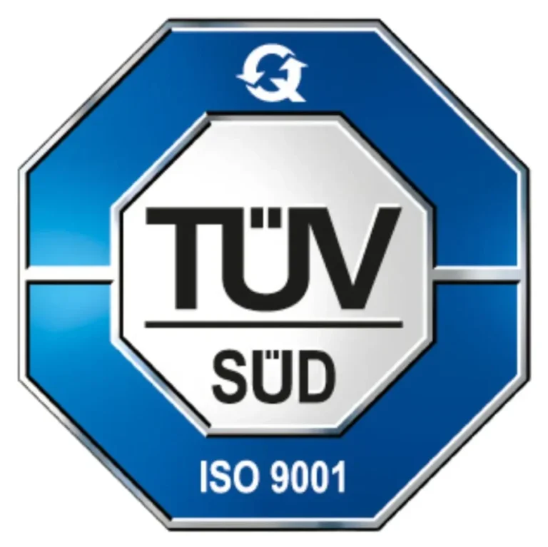 Official TÜV ISO 9001 certificate with seal – a symbol of the highest quality standards, reliability and customer trust in our services and products.